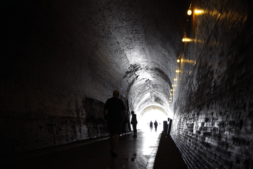 the tunnel leading into the base of niagara falls from the niagara power station